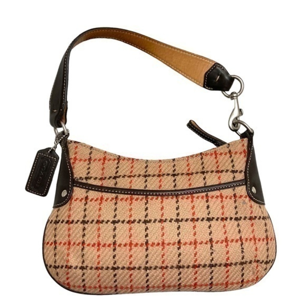 Coach vintage wool brown leather trimmed mini bag made in Costa Rica 9614